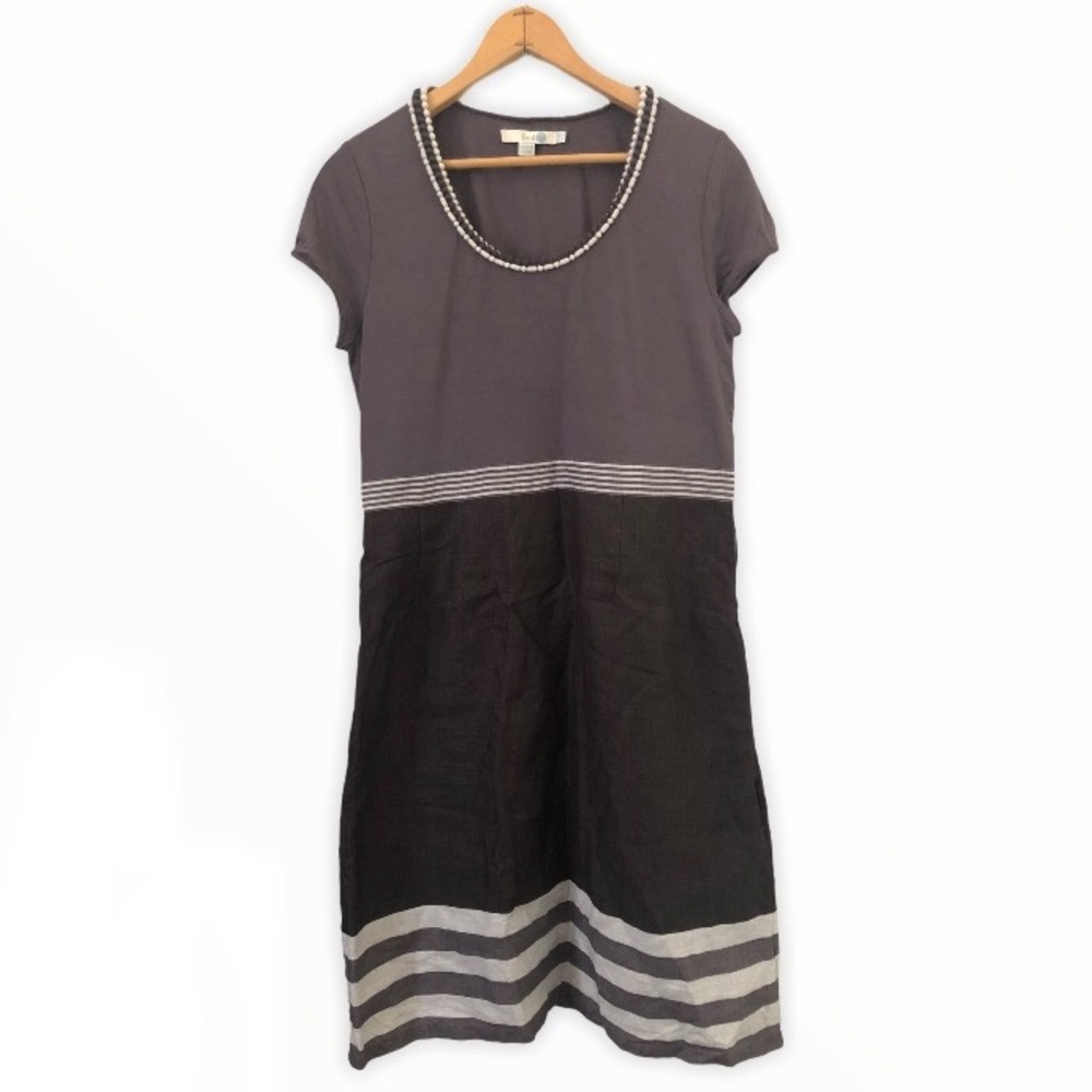 Boden Grey Casual Linen Sheath Dress 10